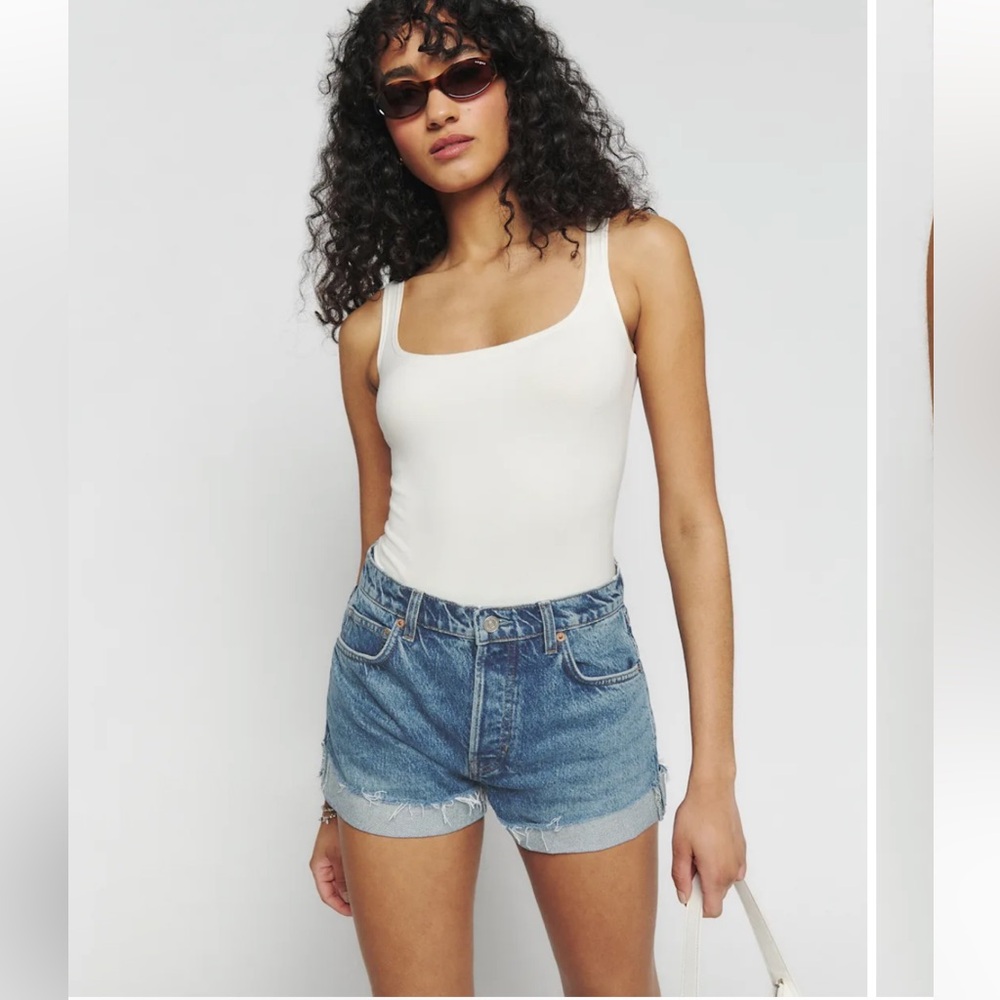 Reformation Charlene High Rise Cuffed Jean Shorts Ponce - Size 28 NWT